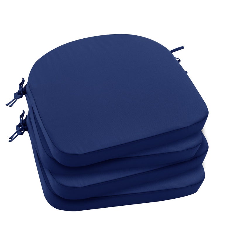 Summsun Outdoor Chair Cushions Set of 4: Waterproof & Fade Resistant Patio Furniture Cushions - 18.5 x 16 x 2 Inch Non Slip Round Corner Seat Cushion Pads with Removable Cover for Garden Yard Lawn  Navy Blue - Image 1